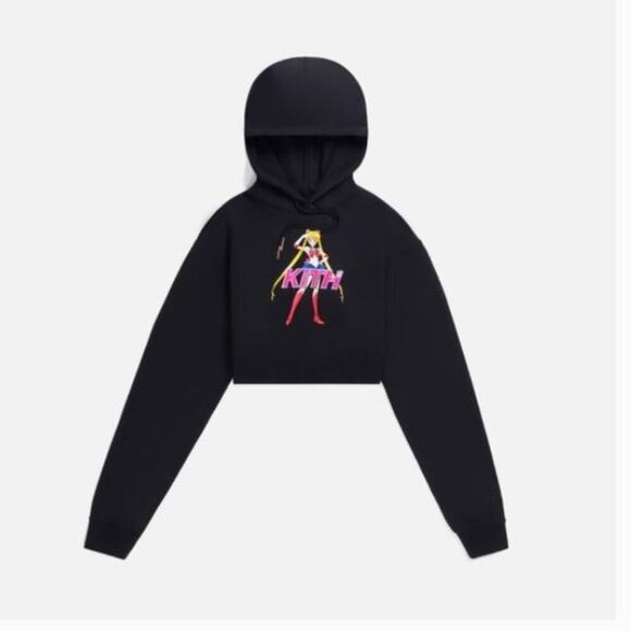 Kith Sailor Moon Alexa Cropped Hoodie Sweater Black Sz S - Picture 1 of 6